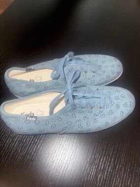 Keds Taylor Swift Blue Canvas Lace-Up Sneakers with Heart Motif